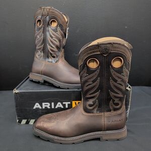 Ariat Men's Groundwork Waterproof Steel Toe Work Boots US 9.5D Bitter Brown